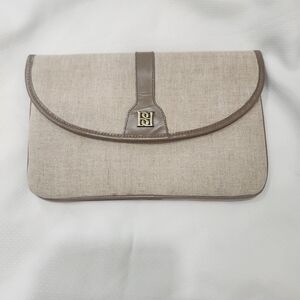 BORELLI Vintage Women's Clutch Bag In Cream And Tan